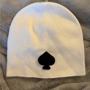 White Beanie with Black Spade Design